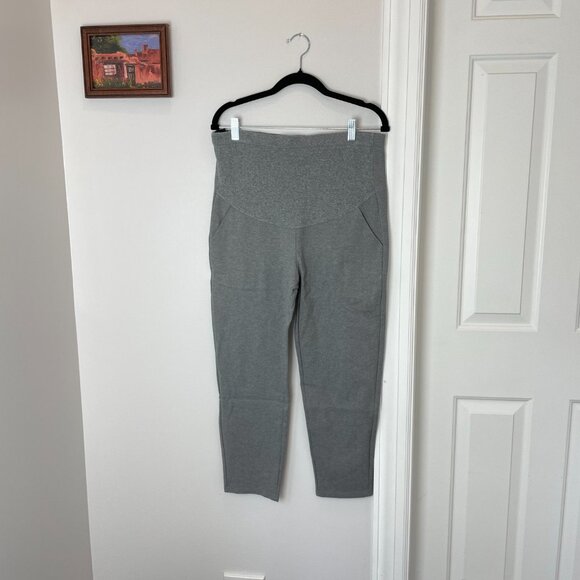 Gray Maternity Trouser Pants - Over-the-belly with stretch - ankle length - Picture 2 of 15